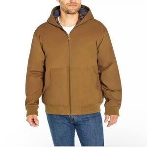 Woolrich Brown Hooded Canvas Flannel Jacket